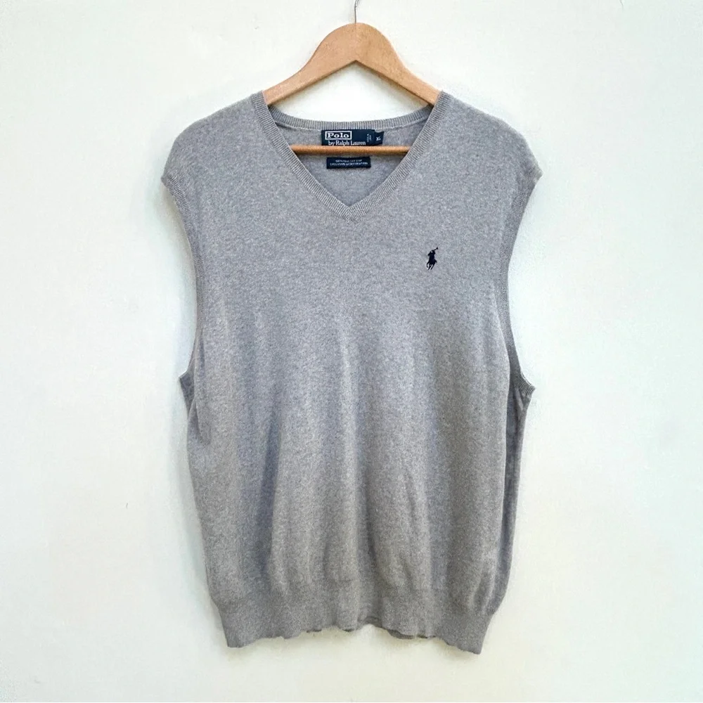 Polo Ralph Lauren 100% Pima Cotton Sweater Vest in Grey, Size XL